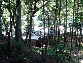 <p>神社までの古道。神社は平成10年に改修され、色鮮やかな極彩色が楽しめます</p>
